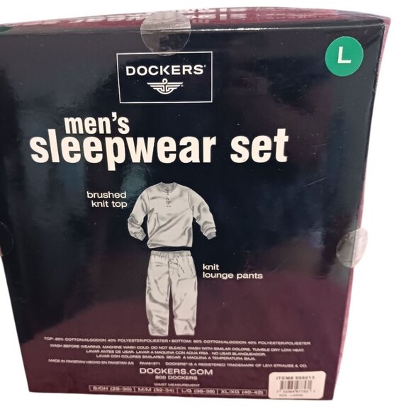 Dockers Mens Sleepwear Set Brushed Knit Top & Knit Lounge Pants Comfortable - Picture 4 of 4